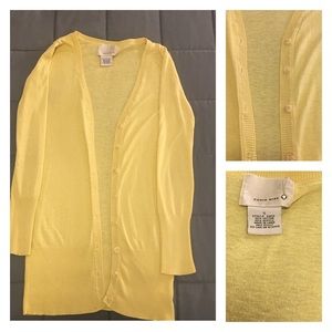 Long Light Weight Pale Yellow Cardigan